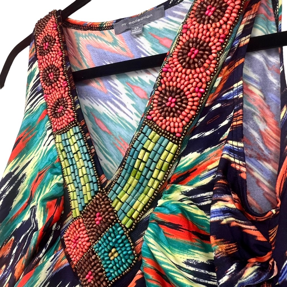 Ny Collection Long Beaded Boho Maxi Dress Sleevel… - image 6